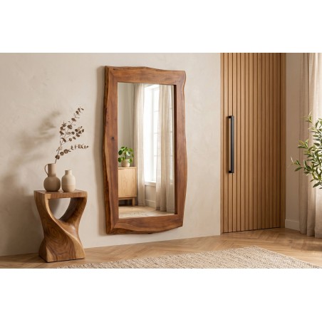 Miroir mural MAMMUT 160cm bois d'acacia brun bord brut
