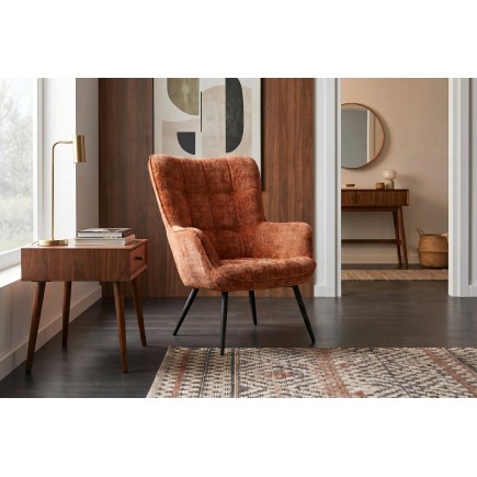 Fauteuil SCANDINAVIA chenille brun rouille, pieds noirs 2