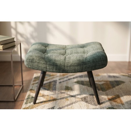 Tabouret SCANDINAVIA chenille vert et pieds métal noir