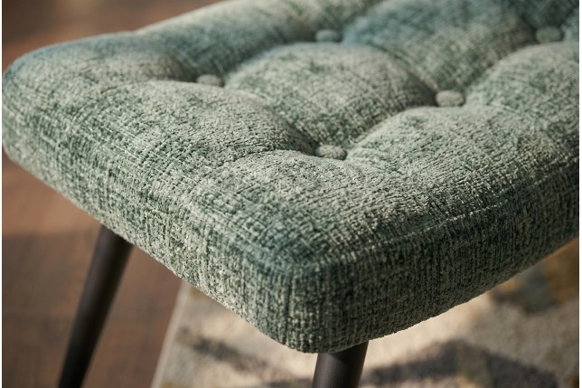 Tabouret SCANDINAVIA chenille vert et pieds métal noir
