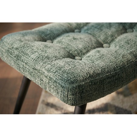Tabouret SCANDINAVIA chenille vert et pieds métal noir