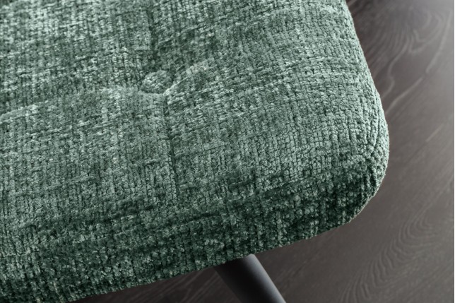 Tabouret SCANDINAVIA chenille vert et pieds métal noir