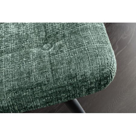 Tabouret SCANDINAVIA chenille vert et pieds métal noir