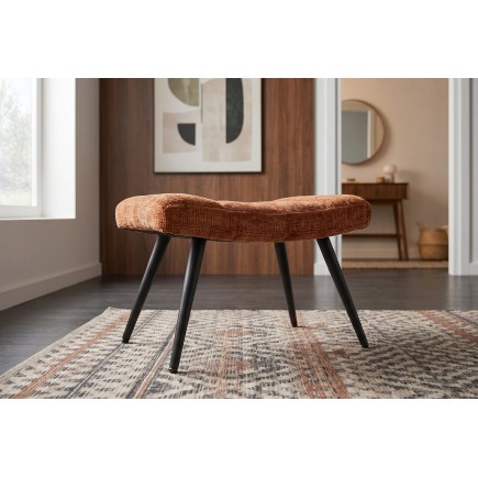Tabouret SCANDINAVIA chenille brun rouille pieds métal noir
