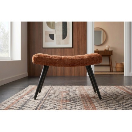 Tabouret SCANDINAVIA chenille brun rouille pieds métal noir 2
