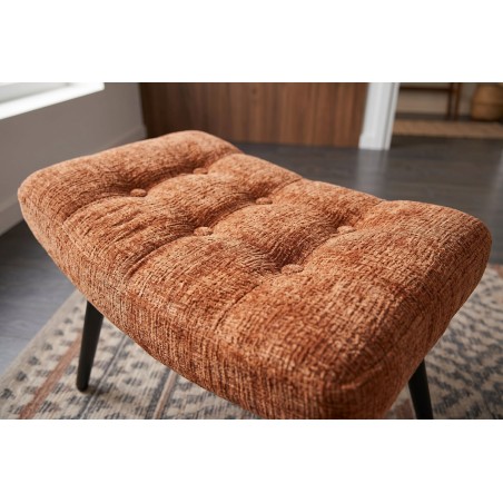Tabouret SCANDINAVIA chenille brun rouille pieds métal noir
