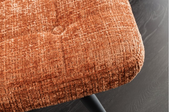 Tabouret SCANDINAVIA chenille brun rouille pieds métal noir
