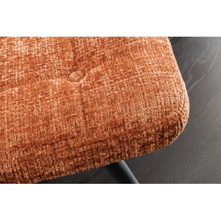 Tabouret SCANDINAVIA chenille brun rouille pieds métal noir