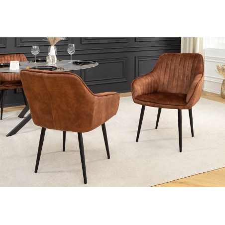 Chaise TURIN velours brun rouille avec accoudoirs