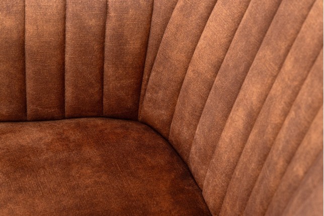Chaise TURIN velours brun rouille avec accoudoirs