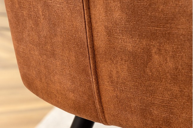 Chaise TURIN velours brun rouille avec accoudoirs