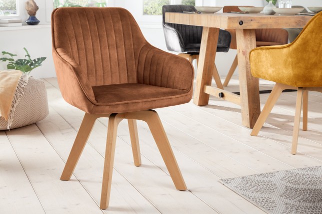 Fauteuil pivotant LIVORNO velours brun 180°