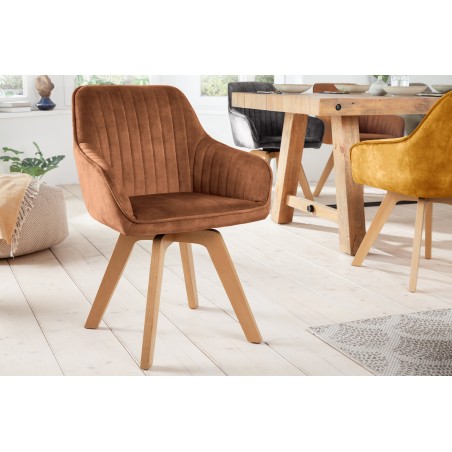 Fauteuil pivotant LIVORNO velours brun 180°
