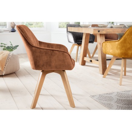 Fauteuil pivotant LIVORNO velours brun 180° 2