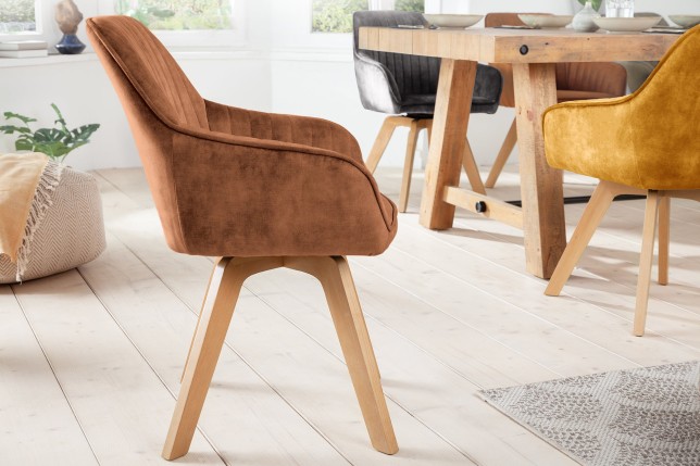 Fauteuil pivotant LIVORNO velours brun 180°