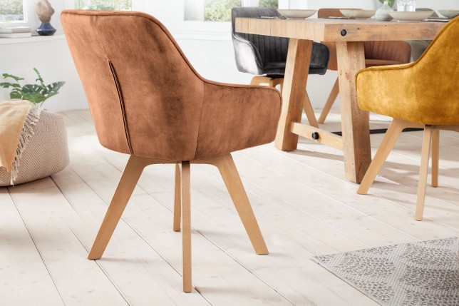 Fauteuil pivotant LIVORNO velours brun 180°