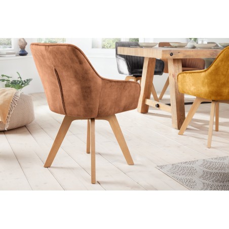 Fauteuil pivotant LIVORNO velours brun 180°