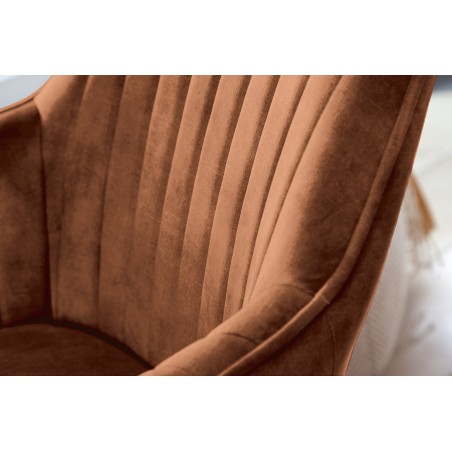 Fauteuil pivotant LIVORNO velours brun 180°