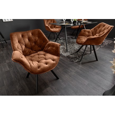 Fauteuil pivotant velours brun rouille - THE DUTCH COMFORT