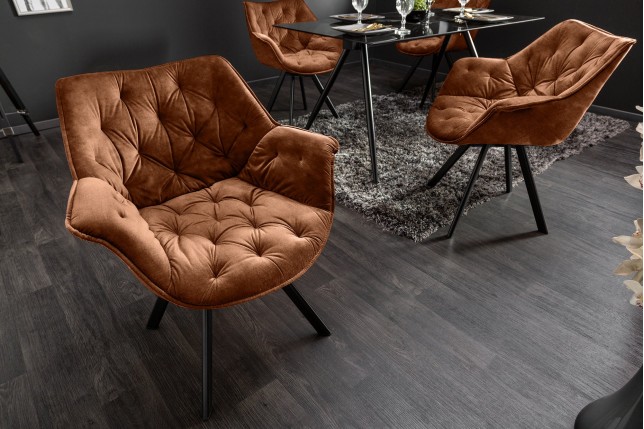 Fauteuil pivotant velours brun rouille - THE DUTCH COMFORT