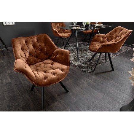 Fauteuil pivotant velours brun rouille - THE DUTCH COMFORT