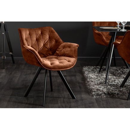 Fauteuil pivotant velours brun rouille - THE DUTCH COMFORT 2