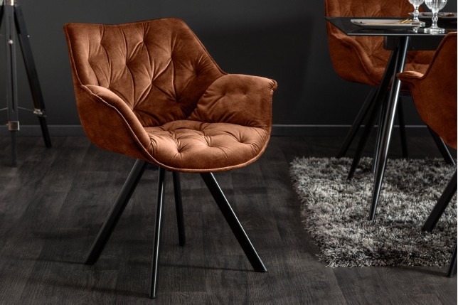Fauteuil pivotant velours brun rouille - THE DUTCH COMFORT