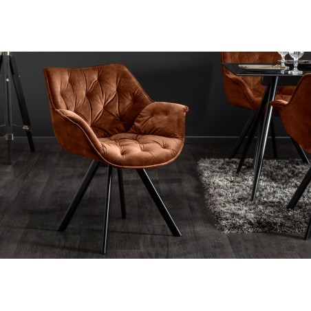 Fauteuil pivotant velours brun rouille - THE DUTCH COMFORT