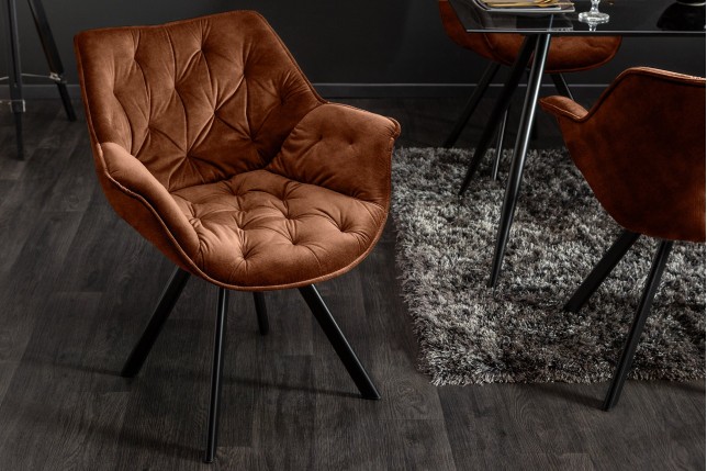 Fauteuil pivotant velours brun rouille - THE DUTCH COMFORT