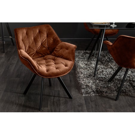 Fauteuil pivotant velours brun rouille - THE DUTCH COMFORT