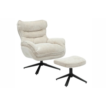 Fauteuil CLOUD pivotant 360° tissu beige champagne 2