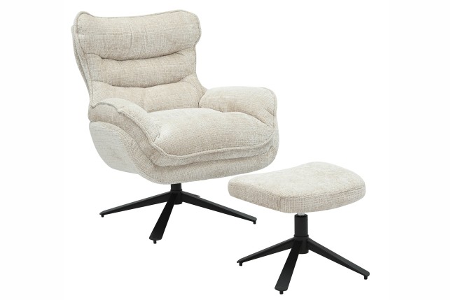 Fauteuil CLOUD pivotant 360° tissu beige champagne