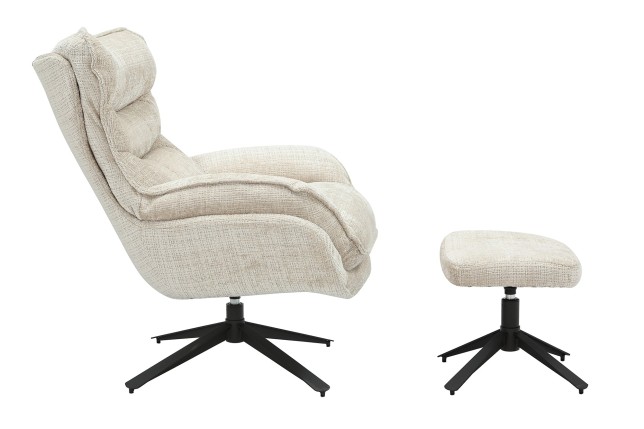Fauteuil CLOUD pivotant 360° tissu beige champagne
