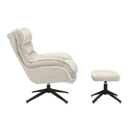 Fauteuil CLOUD pivotant 360° tissu beige champagne
