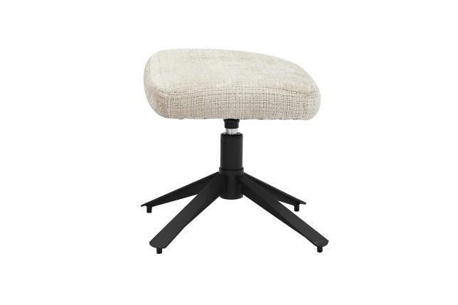 Tabouret CLOUD pivotant tissu beige champagne pied métal noir