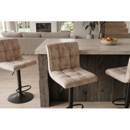 Tabouret de bar MODENA velours champagne beige pivotant 92-116cm