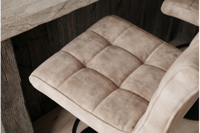 Tabouret de bar MODENA velours champagne beige pivotant 92-116cm