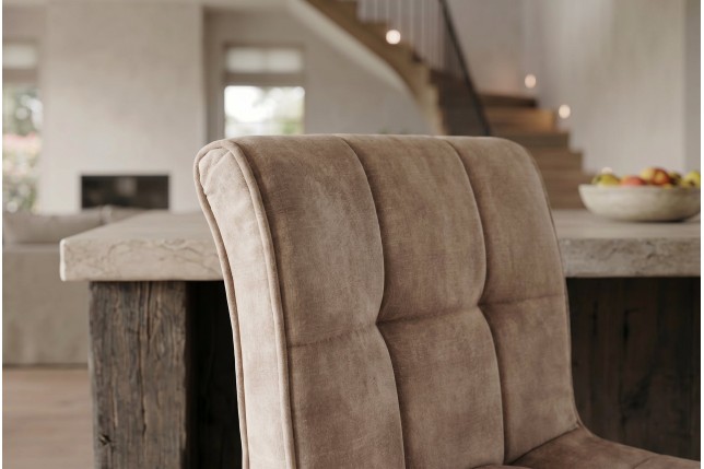 Tabouret de bar MODENA velours champagne beige pivotant 92-116cm