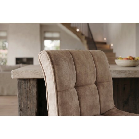 Tabouret de bar MODENA velours champagne beige pivotant 92-116cm