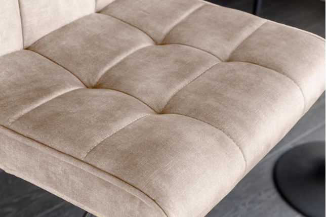 Tabouret de bar MODENA velours champagne beige pivotant 92-116cm