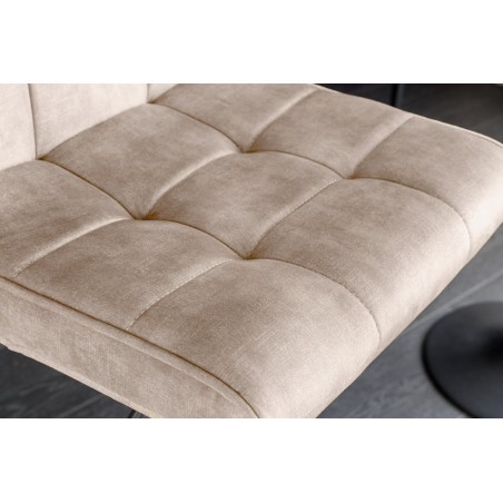 Tabouret de bar MODENA velours champagne beige pivotant 92-116cm