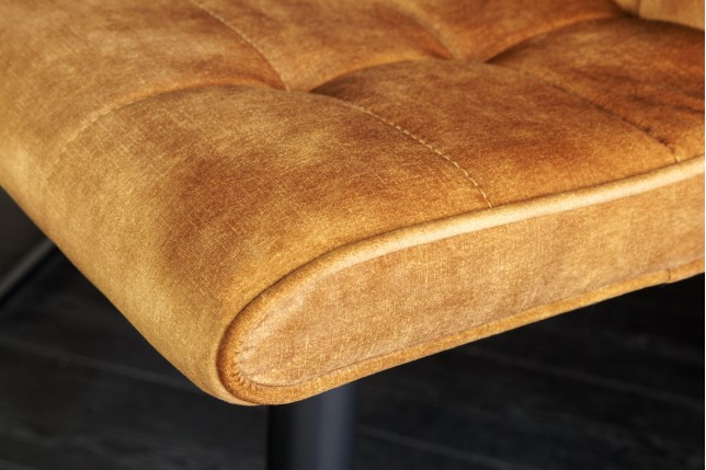 Tabouret de bar MODENA velours moutarde pivotant 360°