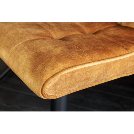 Tabouret de bar MODENA velours moutarde pivotant 360°