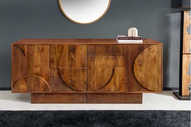 Buffet bas ART DECO 170cm manguier brun massif