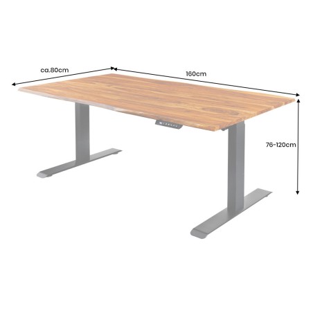 Plateau bureau MAMMUT 160cm sheesham massif hauteur réglable