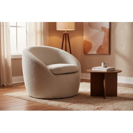 Fauteuil ALPINE pivotant 360° tissu texturé beige