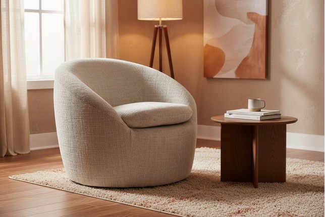 Fauteuil ALPINE pivotant 360° tissu texturé beige