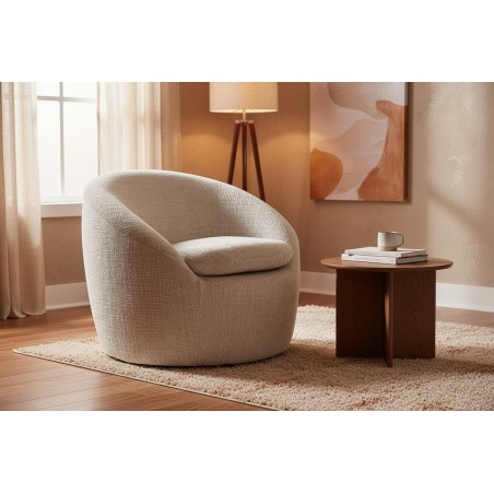 Fauteuil ALPINE pivotant 360° tissu texturé beige
