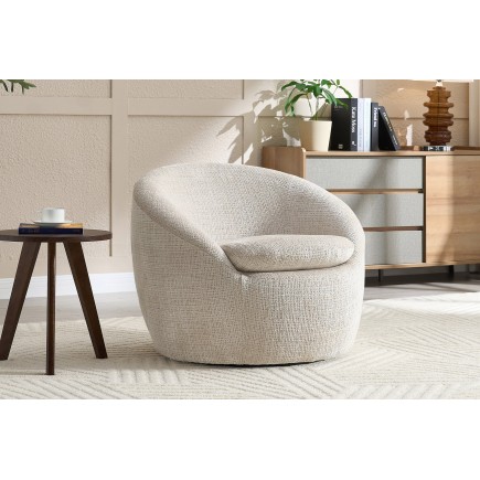 Fauteuil ALPINE pivotant 360° tissu texturé beige 2