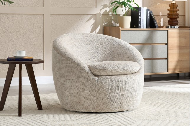 Fauteuil ALPINE pivotant 360° tissu texturé beige